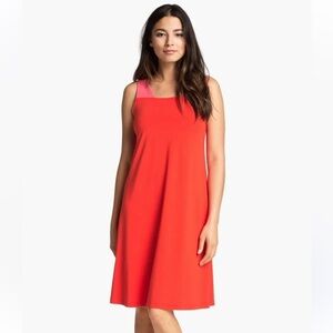 Eileen Fisher Firefly Peony Pink Colorblock Cutout Viscose Jersey Dress Small